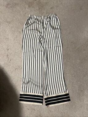 L’Academie Striped Wide-Leg Women's Pants - Black & White